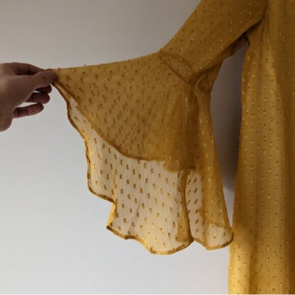 Van Heusen mustard yellow bell sleeve mini dress - Picture 4 of 6